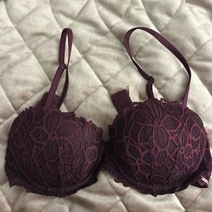 Victoria’s Secret pink brand bra plum floral lace